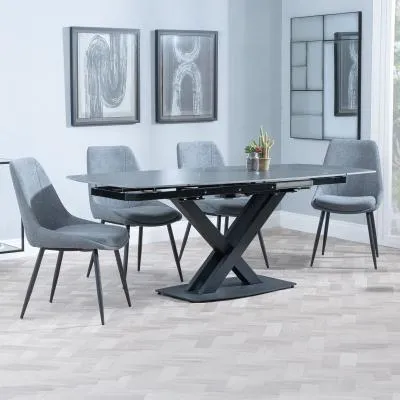 Arctic Extending Dining Set with Darwin Chair - Black, Ceramic