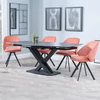 Arctic Extending Dining Set with Ion Chair - Black, Ceramic