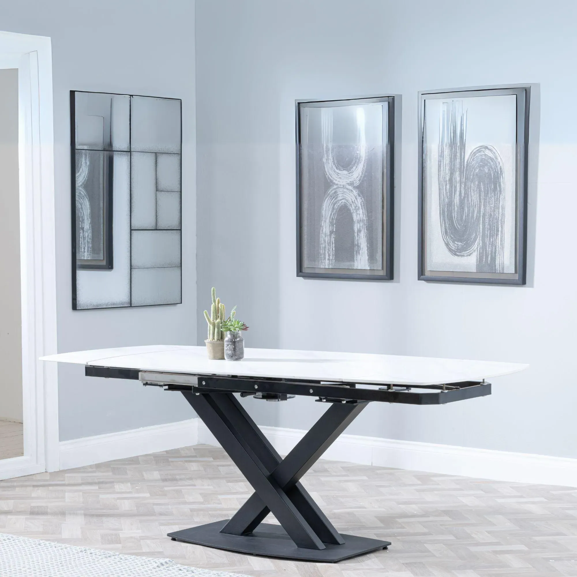 Arctic Extending Dining Set with Ion Chair - White, Ceramic