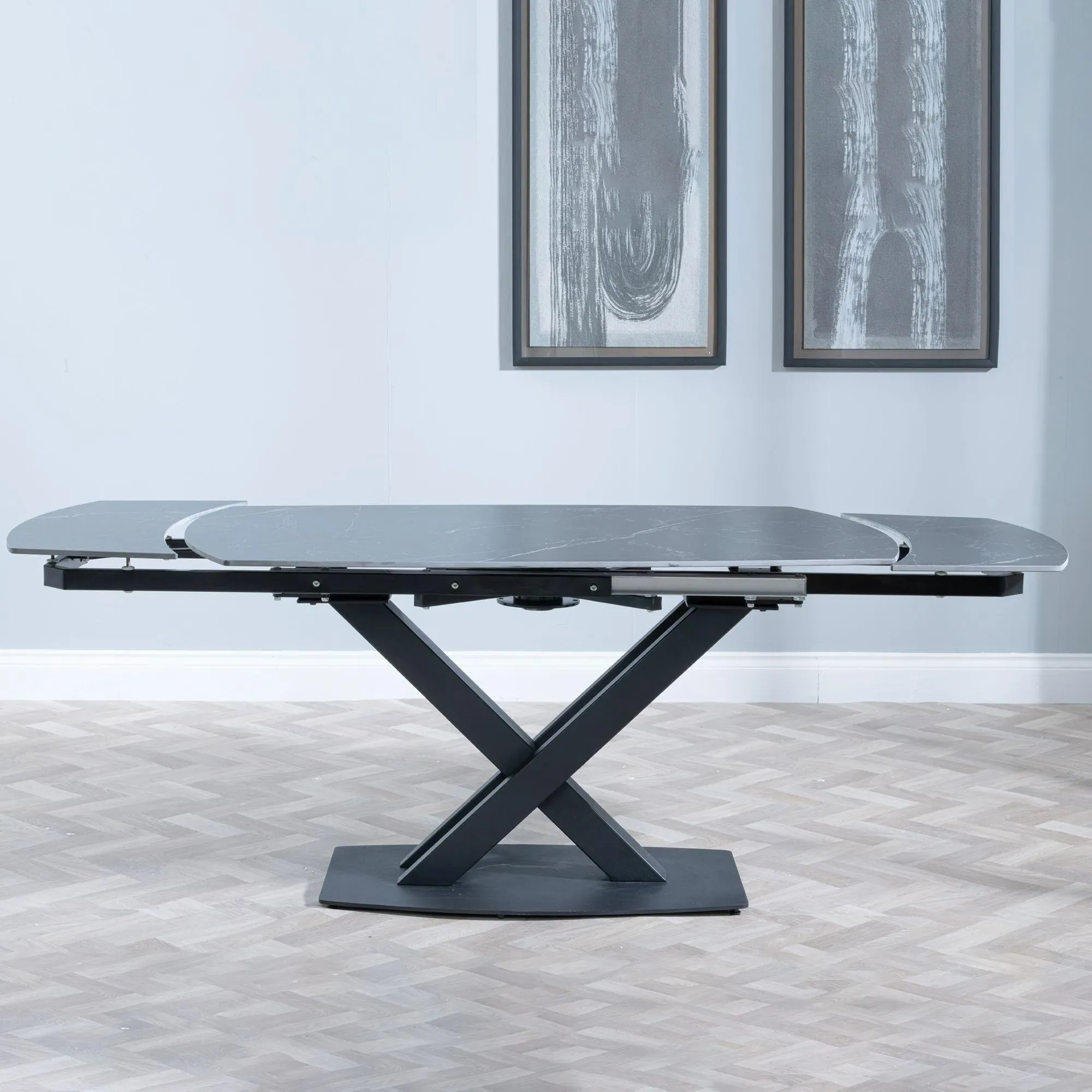 Arctic Extending Dining Set with Kiefer Chair - Black, Boucle