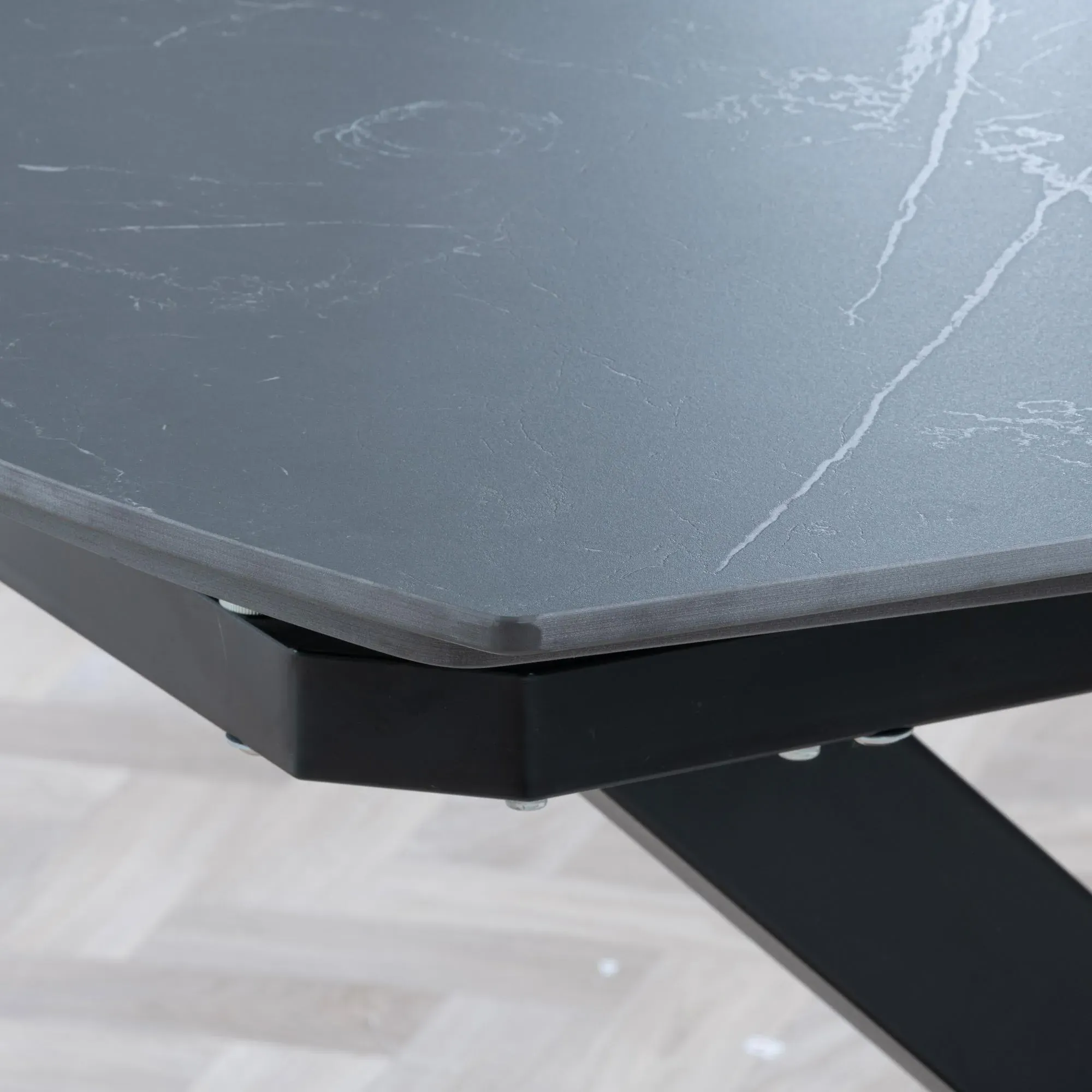 Arctic Extending Dining Set with Kiefer Chair - Black, Boucle