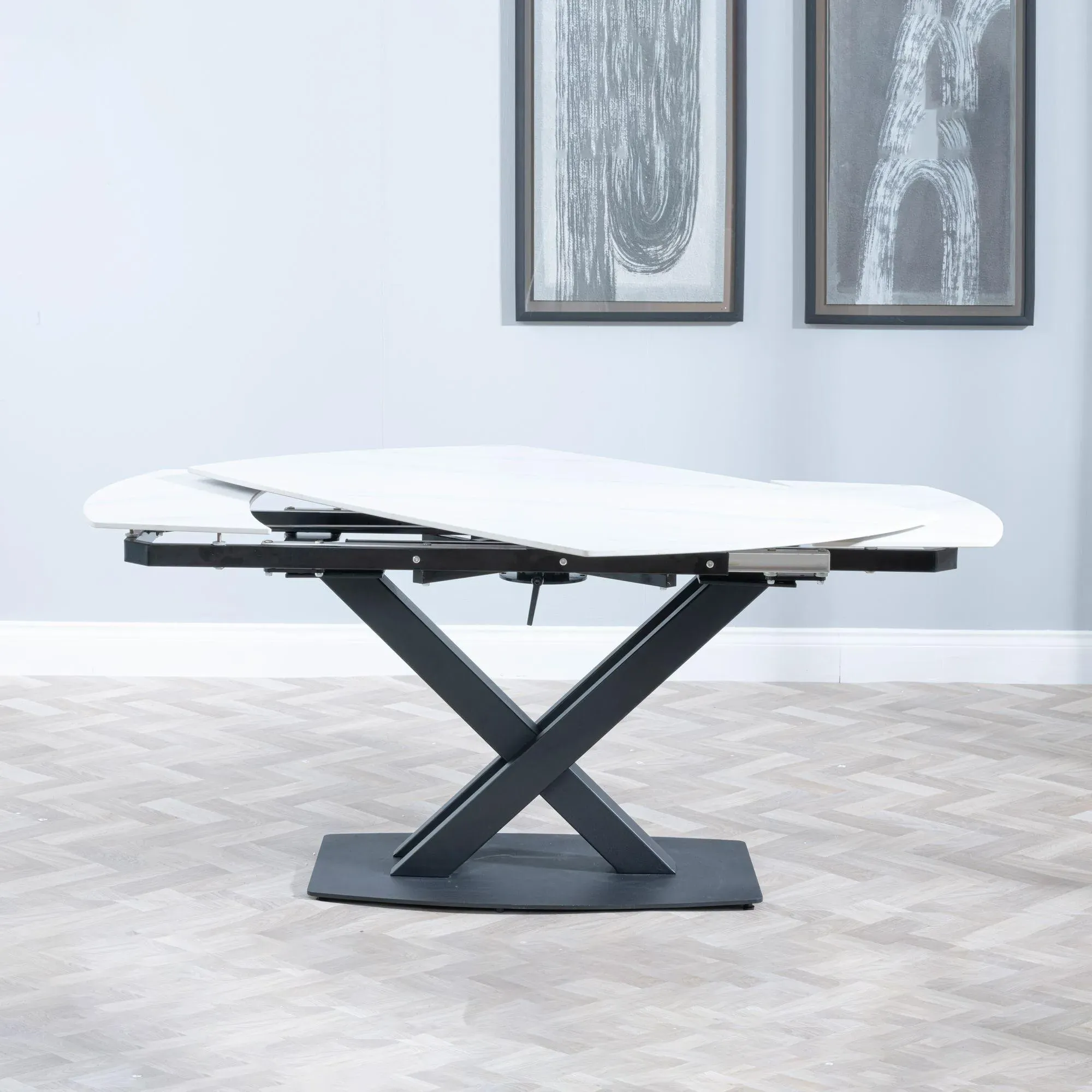 Arctic Extending Dining Set with Peyton Chair - White, Ceramic