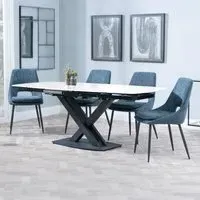 Arctic Extending Dining Set with Peyton Chair - White, Ceramic