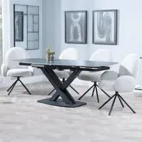 Arctic Extending Dining Set with Theo Chair - Black, Ceramic