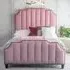 Art Deco King Size Bed Frame - Blush Pink, Velvet