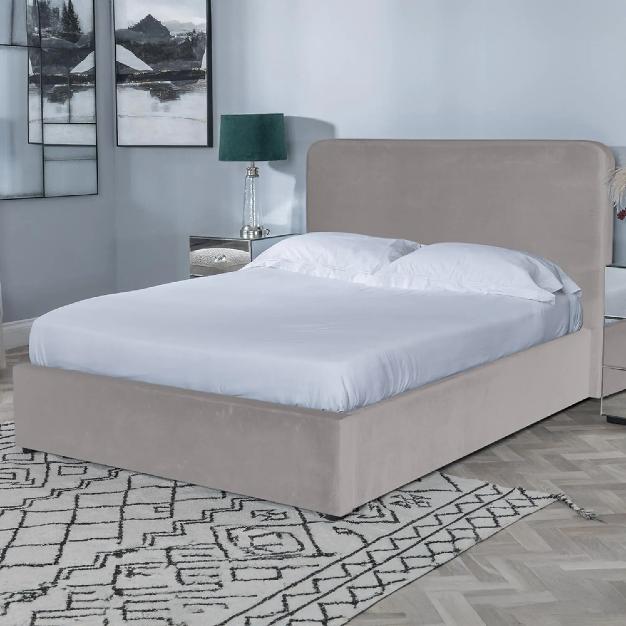 Ashby Ottoman Storage Bed - Beige, Fabric