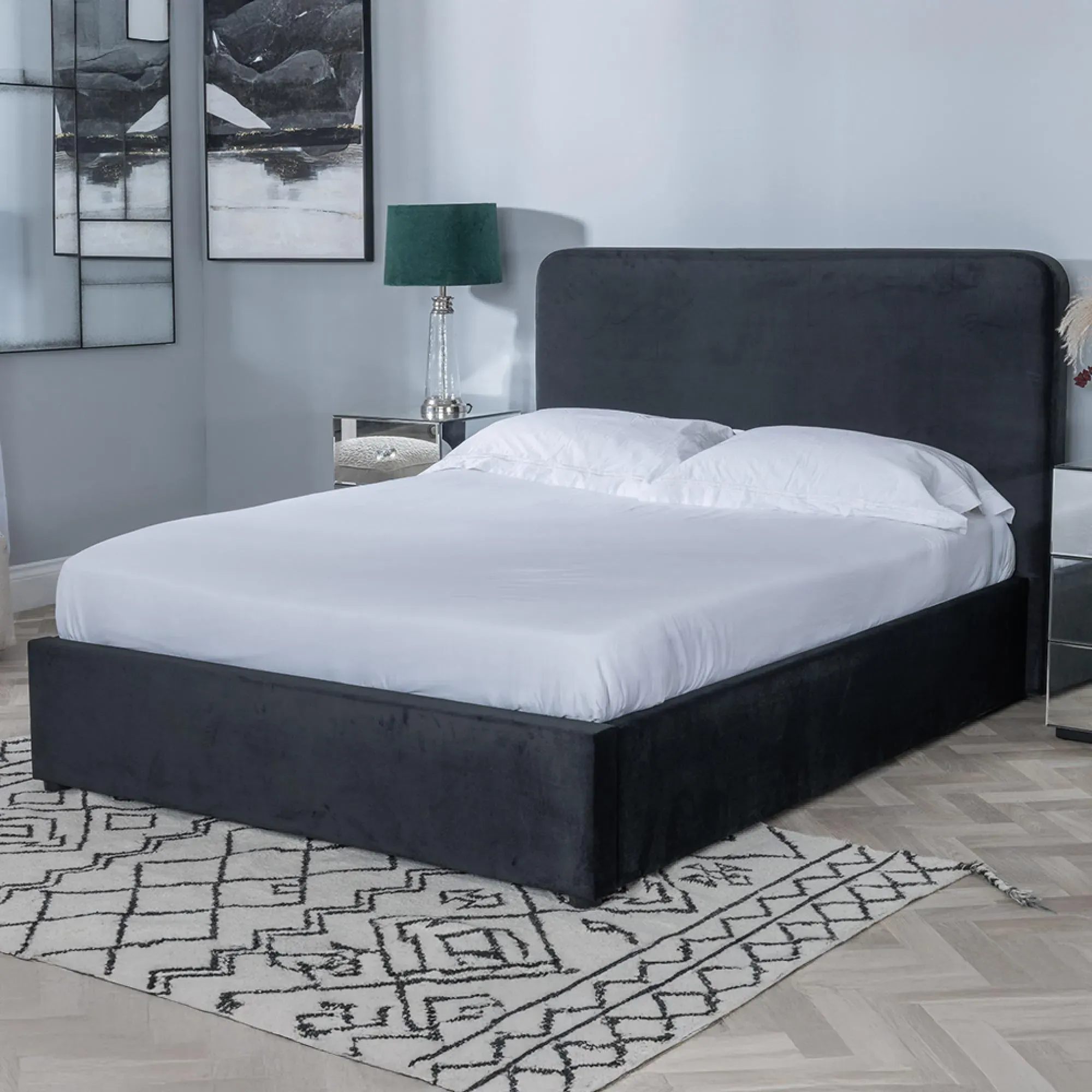 Ashby Ottoman Storage Bed - Black, Fabric