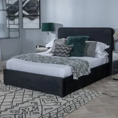 Ashby Ottoman Storage Bed - Black, Fabric