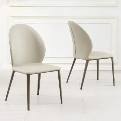 Astrid Dining Chair - Taupe, Faux Leather