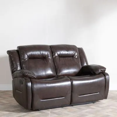 Athena 2-Seater Recliner Sofa - Dark Brown, Leather