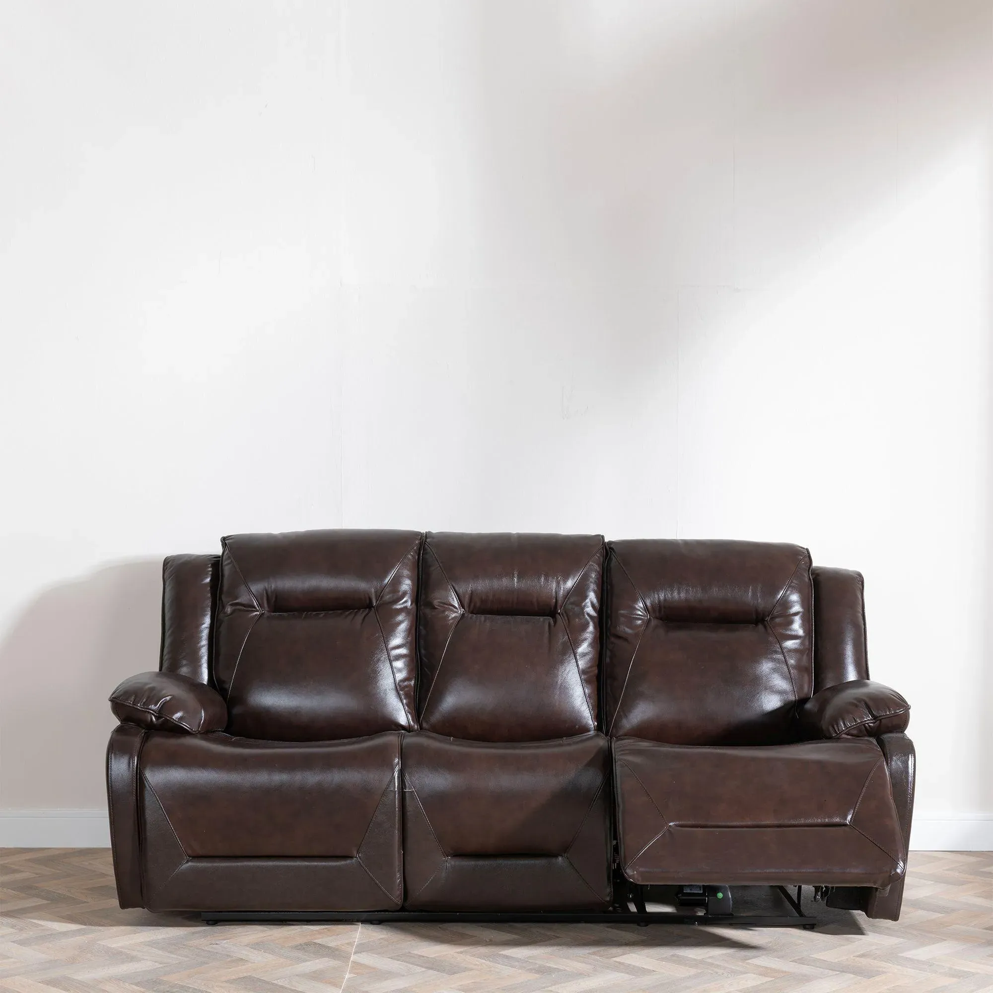 Athena 3-Seater Recliner Sofa - Dark Brown, Leather
