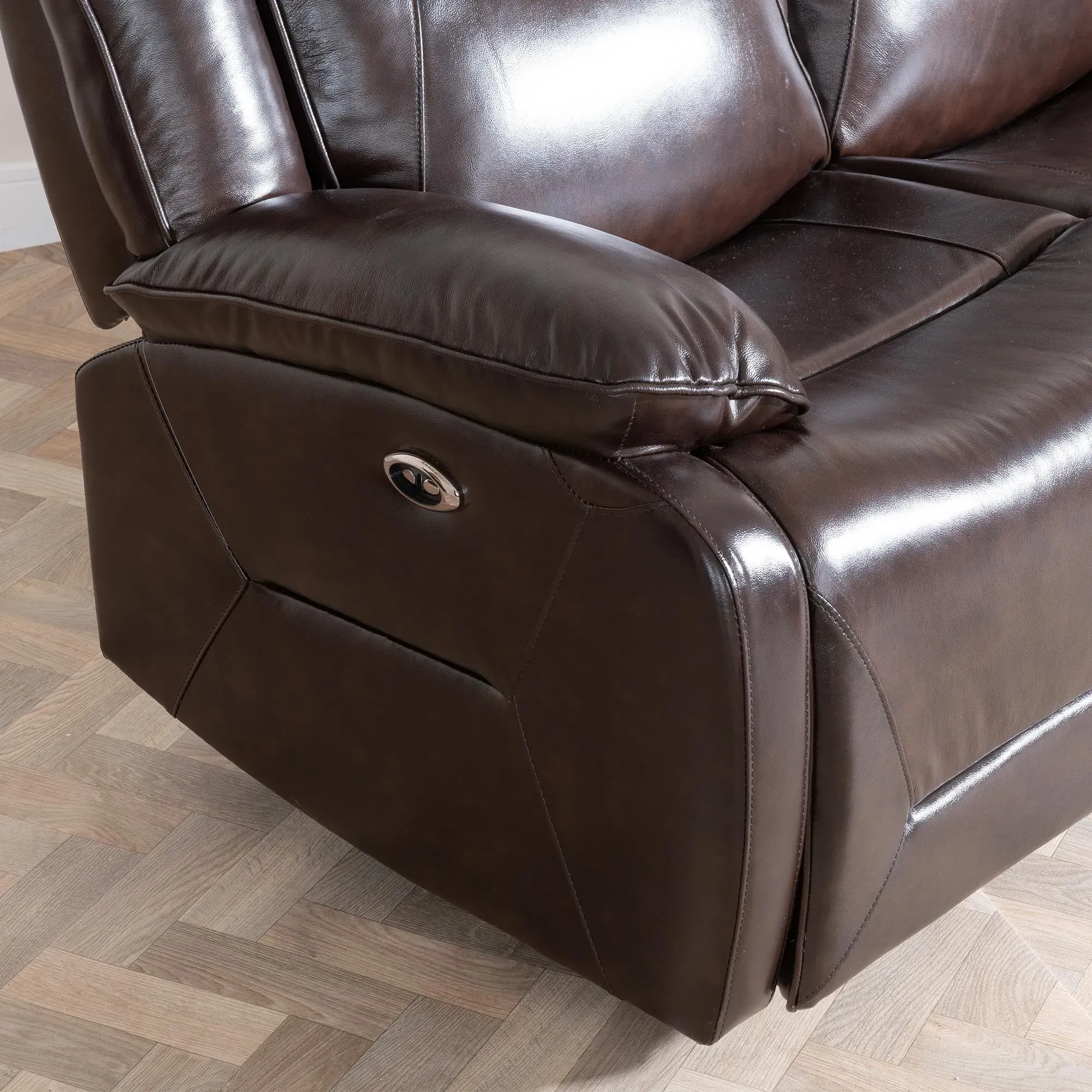 Athena 3-Seater Recliner Sofa - Dark Brown, Leather