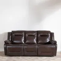 Athena 3-Seater Recliner Sofa - Dark Brown, Leather