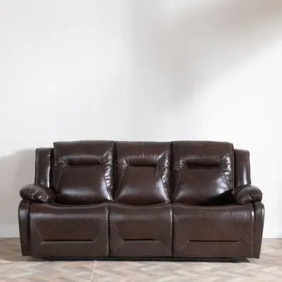 Athena 3-Seater Recliner Sofa - Dark Brown, Leather