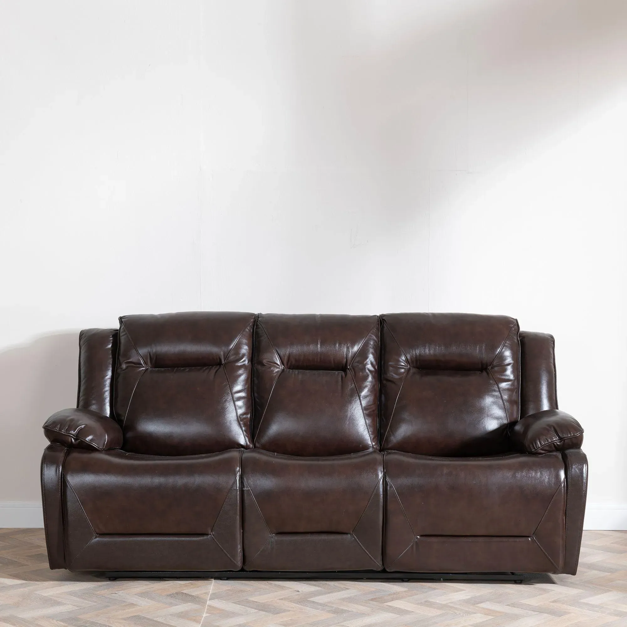 Athena 3-Seater Recliner Sofa Set - Dark Brown, Leather