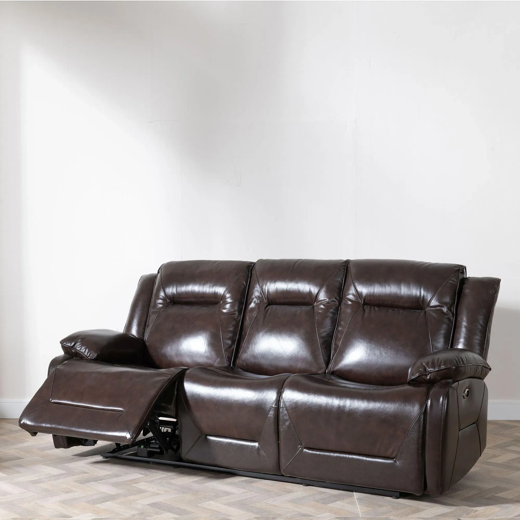 Athena 3-Seater Recliner Sofa Set - Dark Brown, Leather