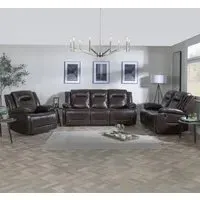 Athena 3-Seater Recliner Sofa Set - Dark Brown, Leather