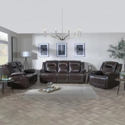 Athena 3-Seater Recliner Sofa Set - Dark Brown, Leather