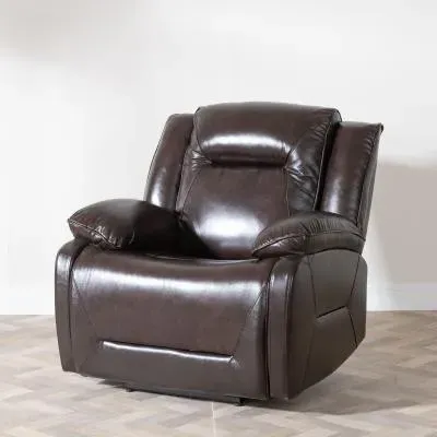Athena Recliner Armchair - Dark Brown, Leather image