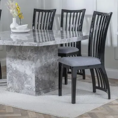 Athena Slatted Back Dining Chair - Black, High Gloss image