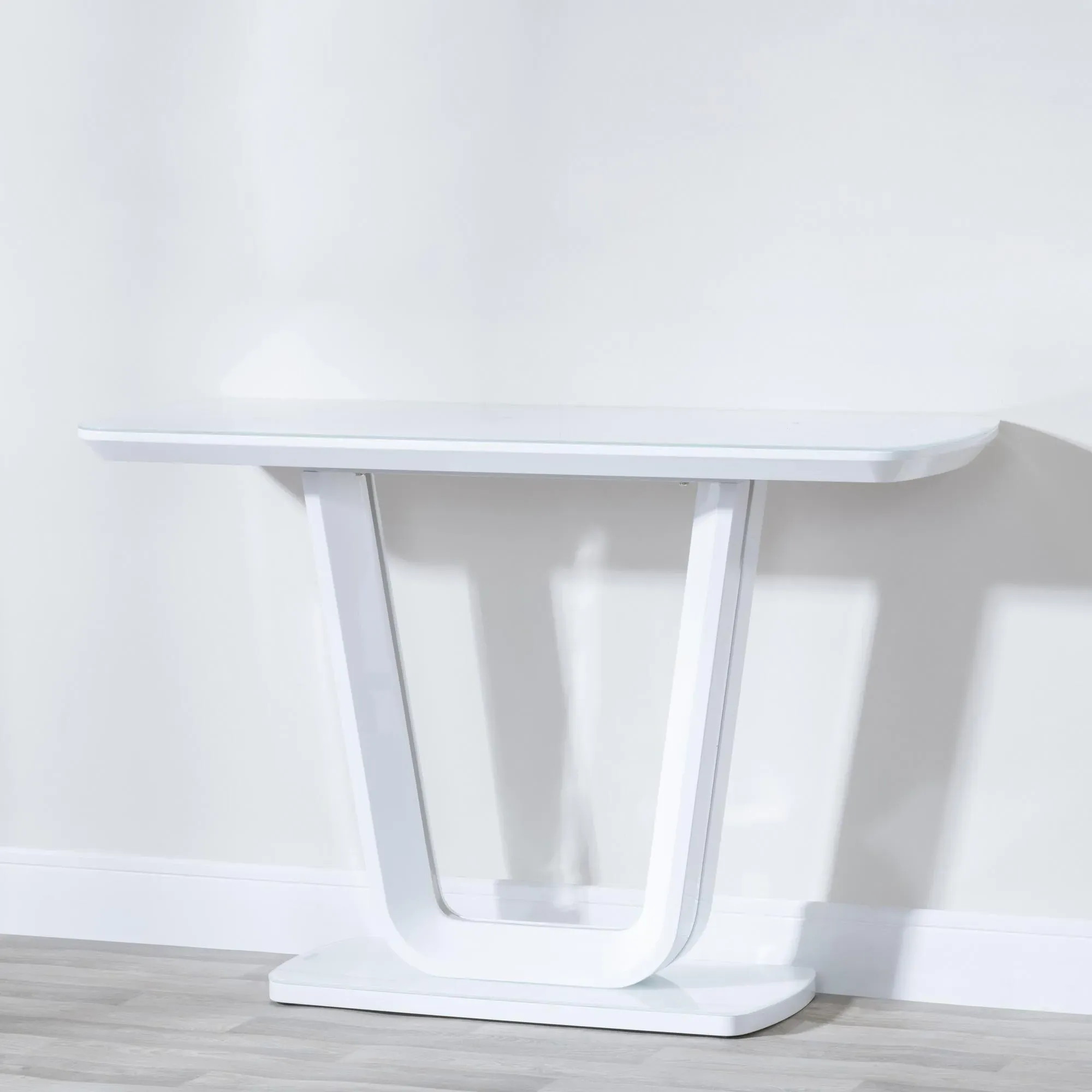 Athos Glass Console Table - White