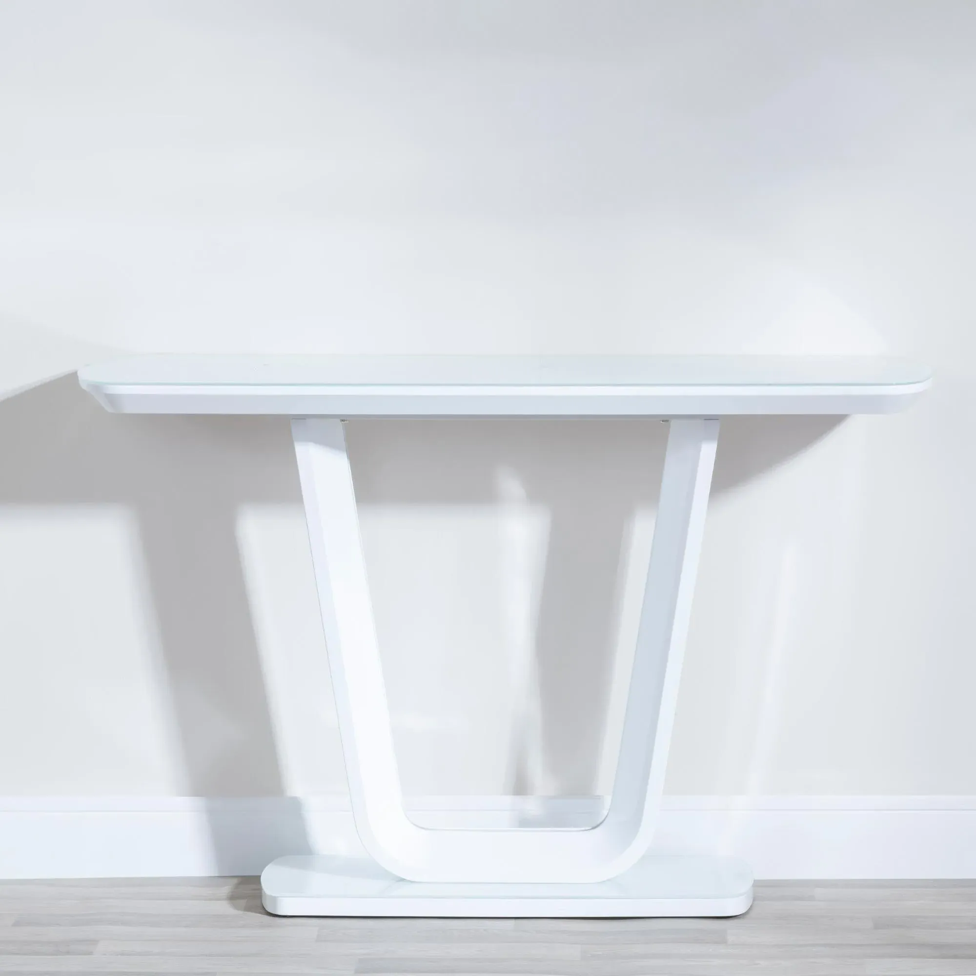Athos Glass Console Table - White
