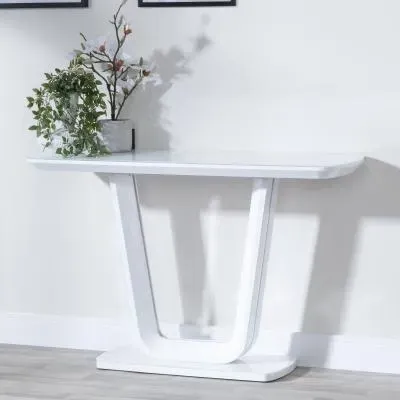 Athos Glass Console Table - White image