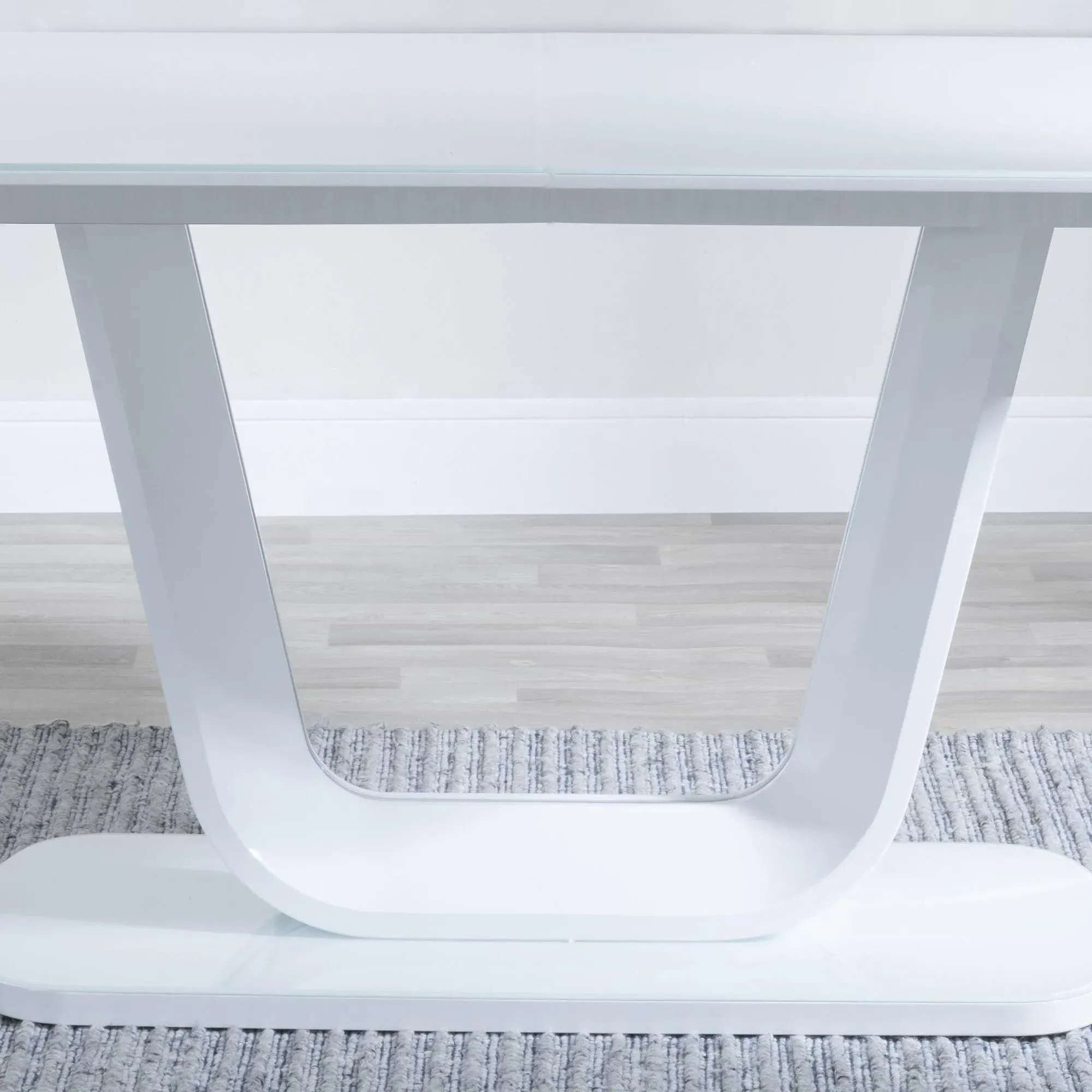 Athos Glass Dining Set with Bianco Chairs - White, Beige