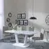 Athos Glass Dining Set with Bianco Chairs - White, Beige