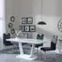 Athos Glass Dining Set with Bianco Chairs - White, Black