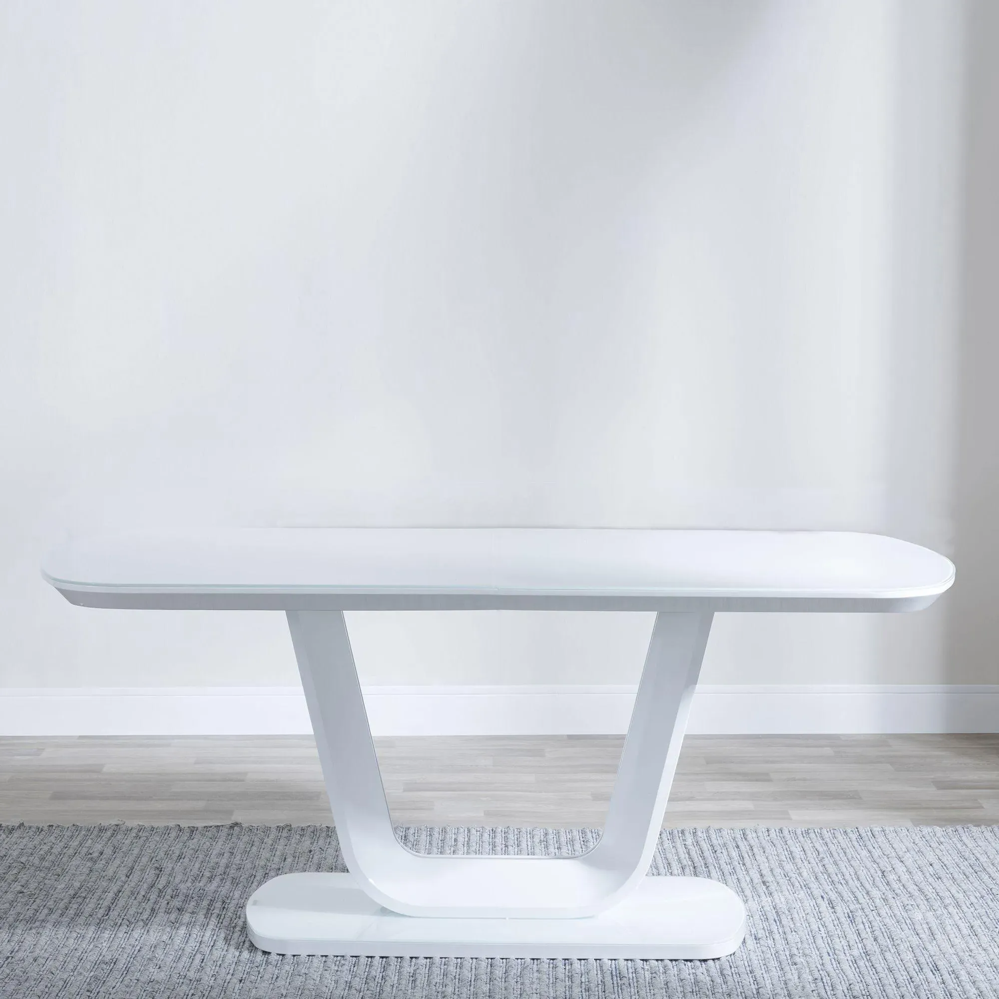 Athos Glass Dining Set with Bianco Chairs - White, Grey