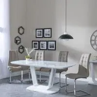 Athos Glass Dining Set with Jamison Chairs - White, Beige