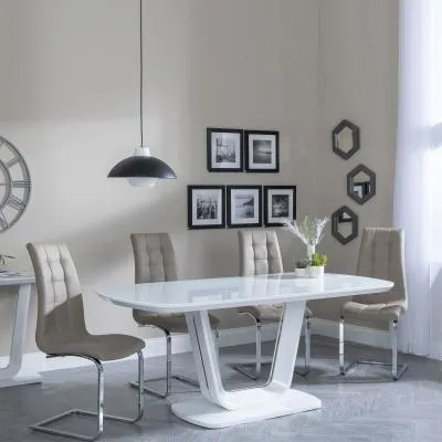 Athos Glass Dining Set with Jamison Chairs - White, Beige image
