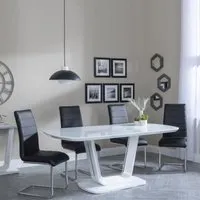 Athos Glass Dining Set with Roma Chairs - White, Black