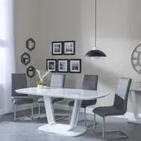 Athos Glass Dining Set with Roma Chairs - White, Grey