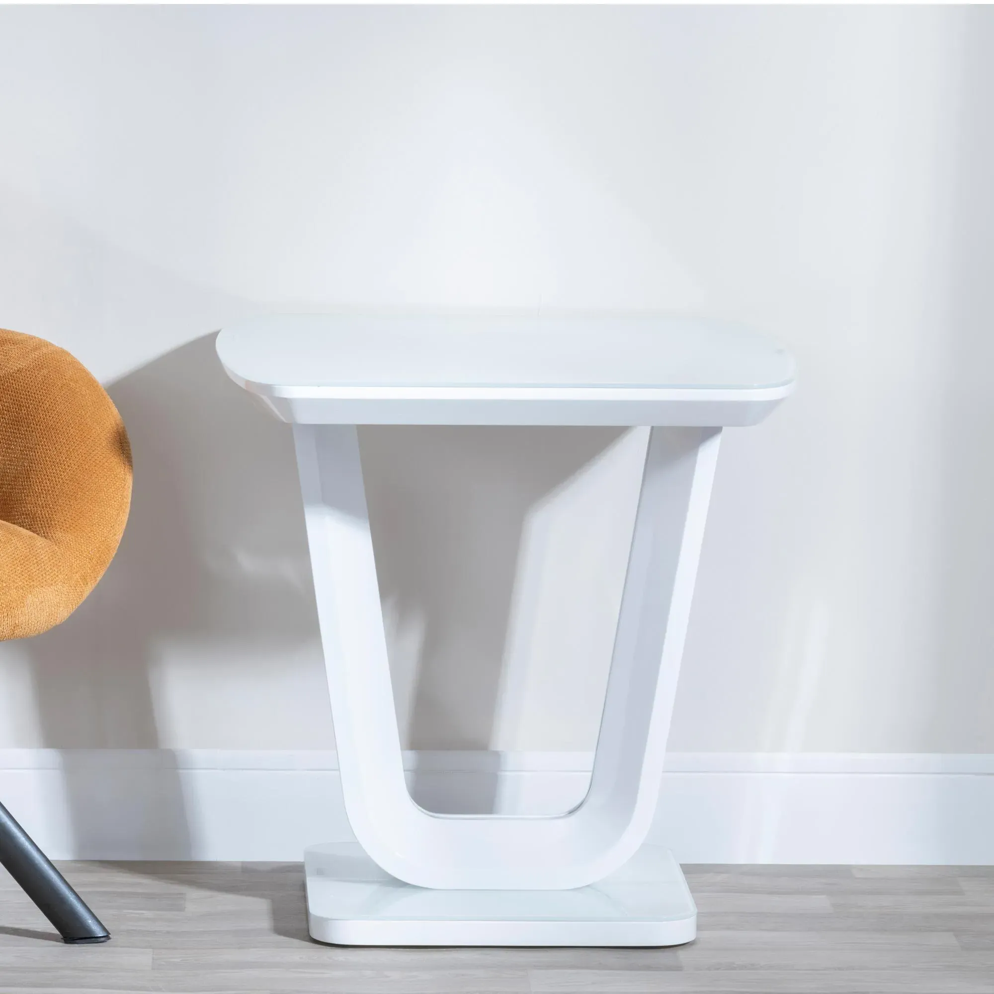 Athos Square Lamp Table - White Glass