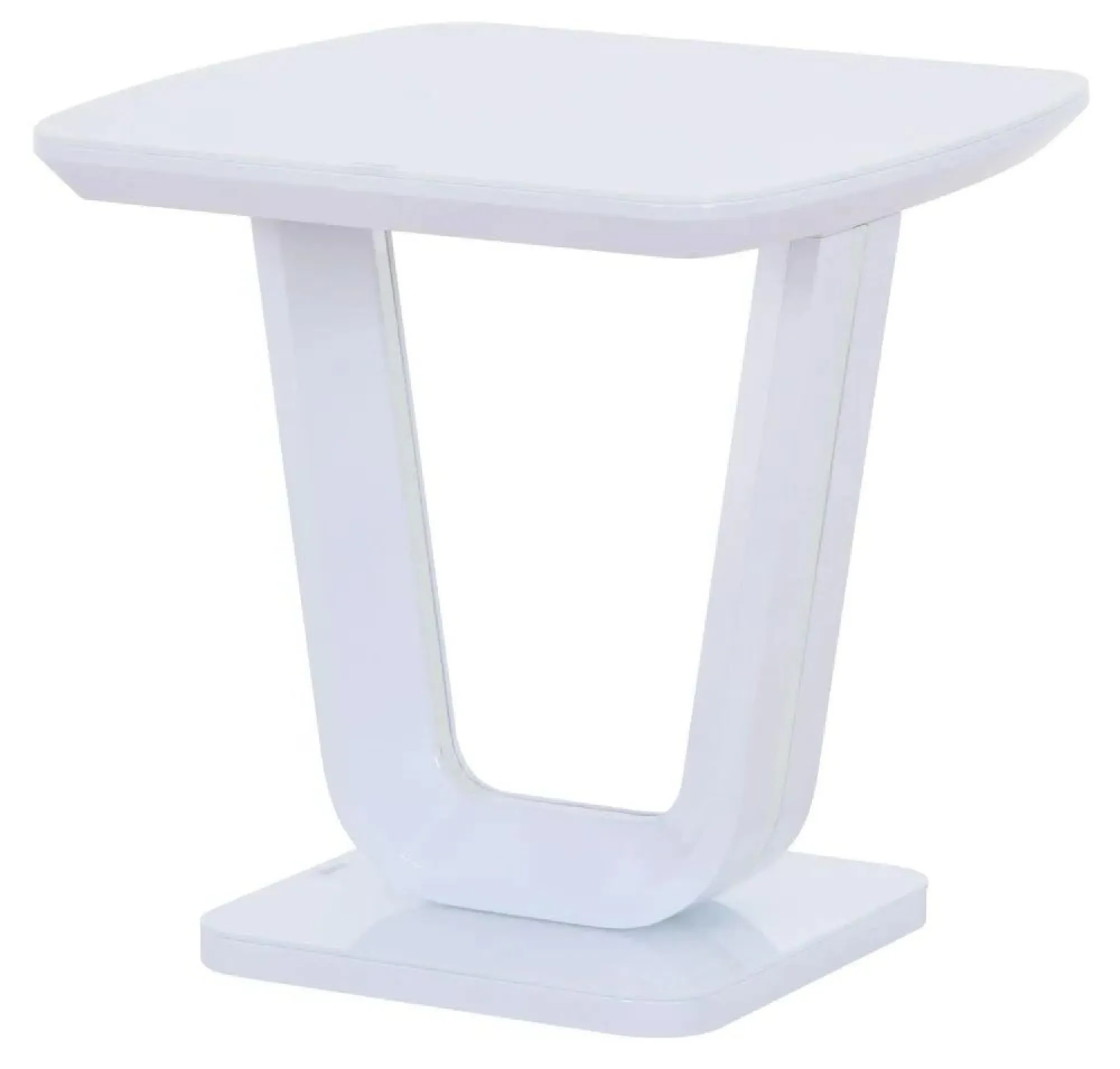 Athos Square Lamp Table - White Glass