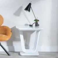 Athos Square Lamp Table - White Glass