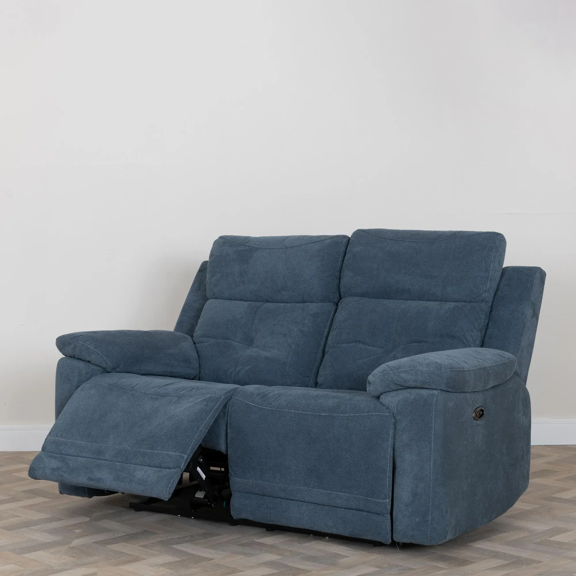 Augusta Ancona 2-Seater Electric Recliner Sofa - Blue, Fabric