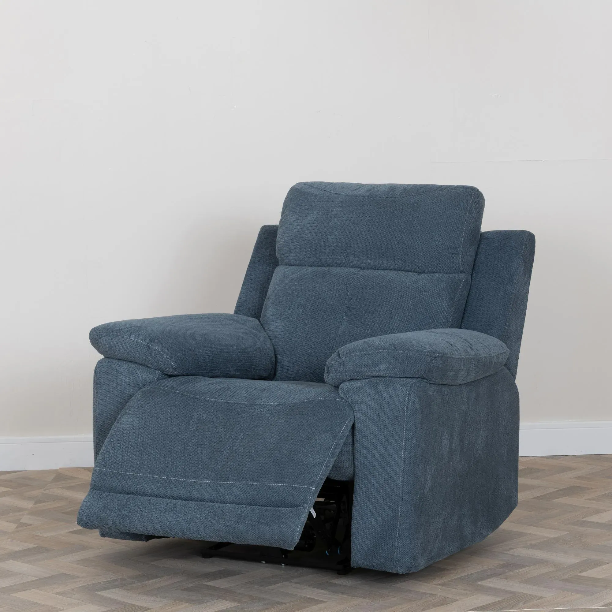Augusta Ancona Electric Recliner Armchair - Blue, Fabric