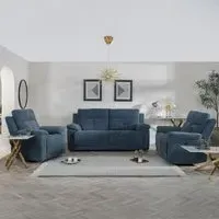 Augusta Ancona Electric Recliner Sofa Set - Blue, Fabric