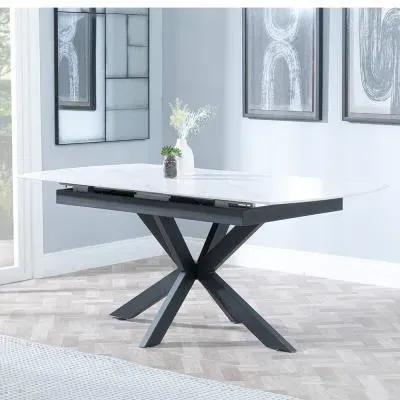 Bari 6-8 Seater Extendable Dining Table - White, Ceramic