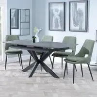 Bari Extendable Dining Set - Grey, Ceramic