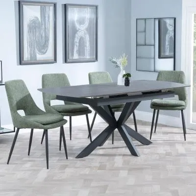 Bari Extendable Dining Set - Grey, Ceramic