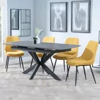 Bari Extendable Dining Set - Grey, Ceramic