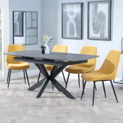 Bari Extendable Dining Set - Grey, Ceramic
