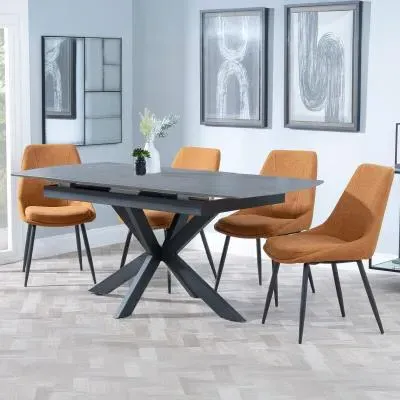 Bari Extendable Dining Set - Grey, Ceramic