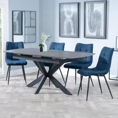 Bari Extendable Dining Set with Corona Chairs - Grey, Ceramic