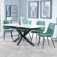 Bari Extendable Dining Set with Corona Chairs - White, Ceramic