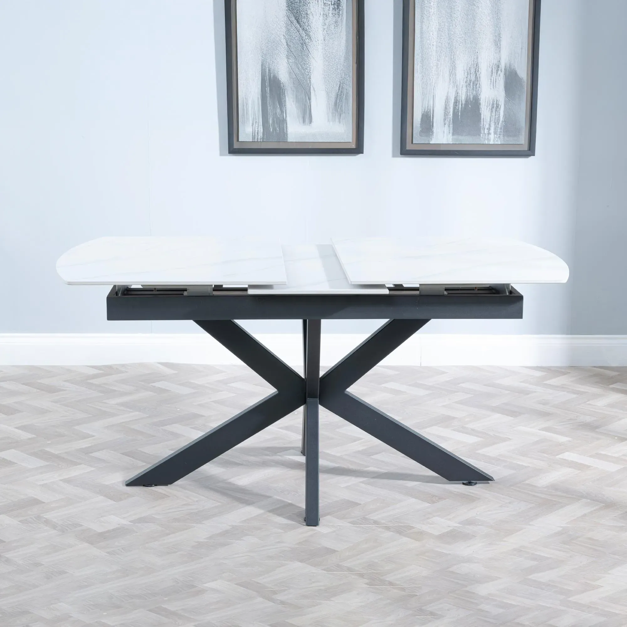 Bari Extendable Dining Set with Corona Chairs - White, Ceramic